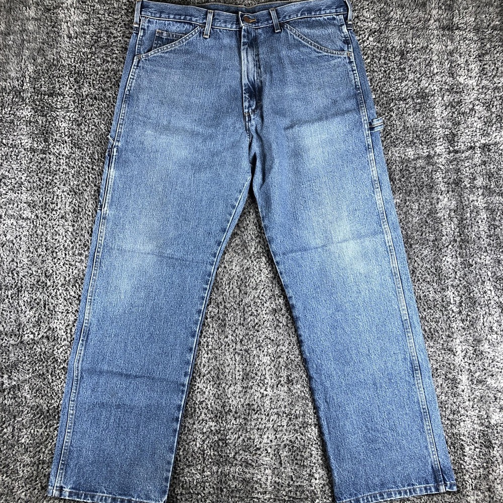 Vintage Roundhouse Jeans Mens 36x32 Blue Regular Straight Denim Workwear USA - Picture 4 of 11
